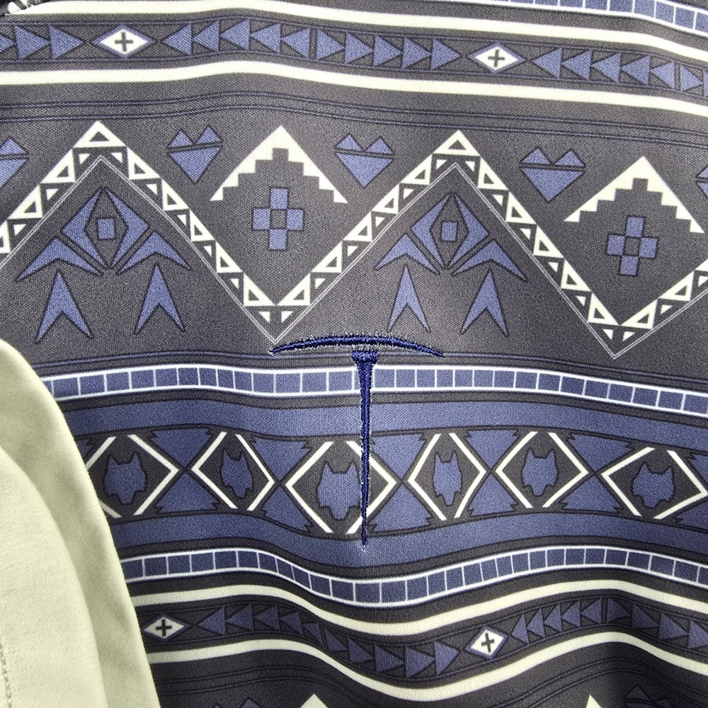 Greyson Size Large Blue White Aztec Geometric 1/4 Zip Golf Pullover Sweater