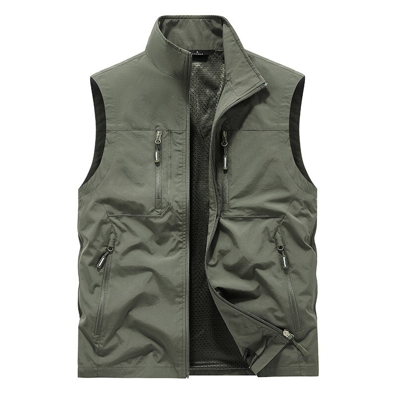 Spring Men Casual Waterproof Plus Size Multi Pocket Quick Drying Vest
