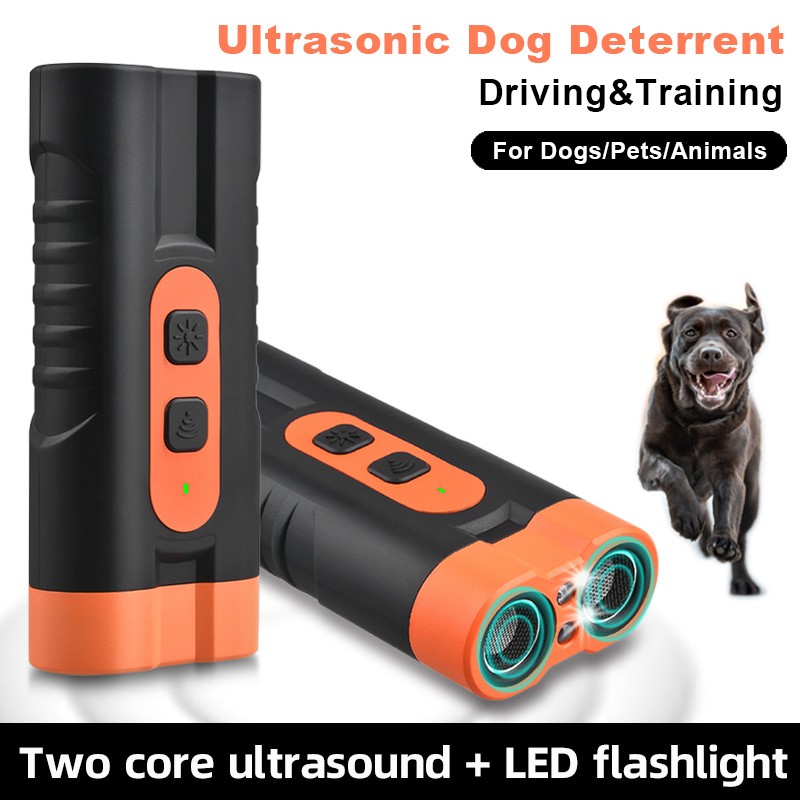 2025 Dual Head Ultrasonic Dog Repeller USB Rechargeable Dog Training Device