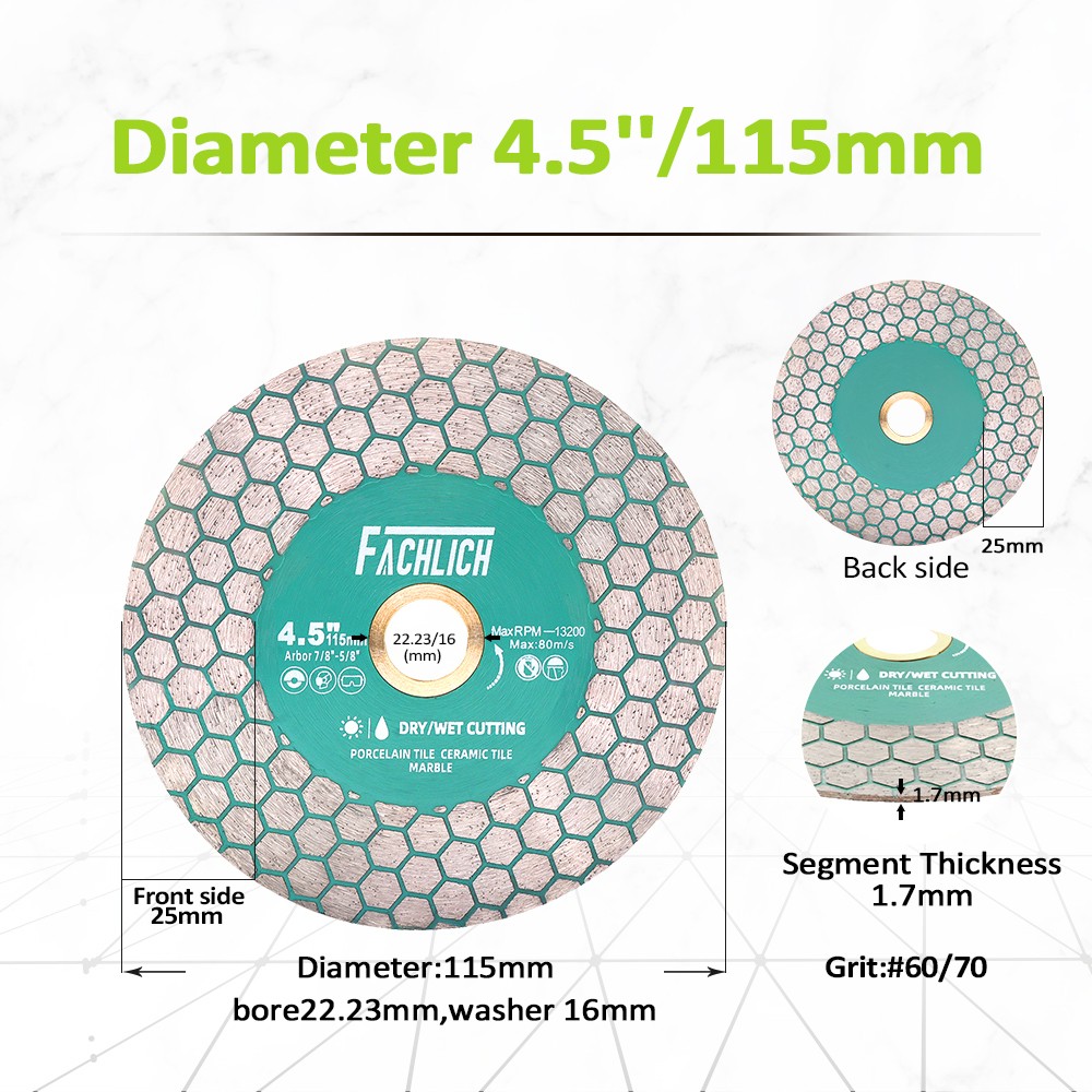 FACHLICH 1pc 115mm Hex-shape Segment Cutting Grinding Disc for Porcelain Tile