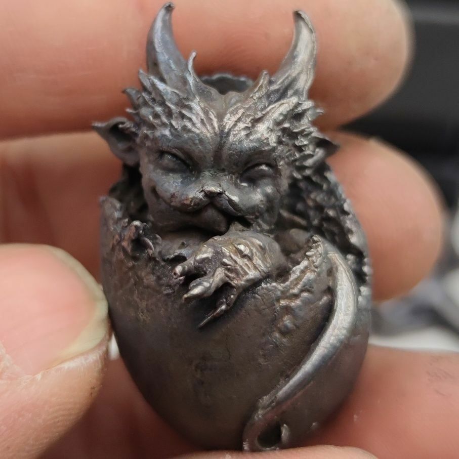 Black Solid Copper Legendary Dragon Miniature Statue for Shelter Display