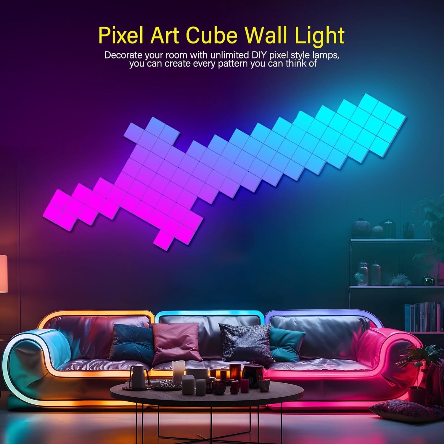 9 Pack Wall Light RGB Panel Smart APP Mini Square RGB Lights Smart LED White