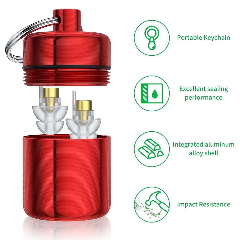 Ear Plug Carrying Case Keychain(2 Pack), Small Waterproof Metal Earplug Case ...