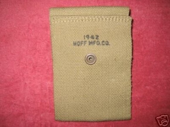 ORIG .EARLY WW II (42) KHAKI 45 CAL. DOUBLE CLIP POUCH UNISSUED