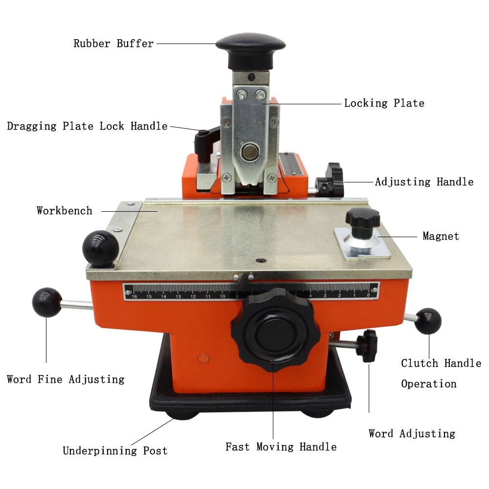 Semi-Automatic Sheet Embosser Small Manual Marking Machine with 4mm Word Wheel