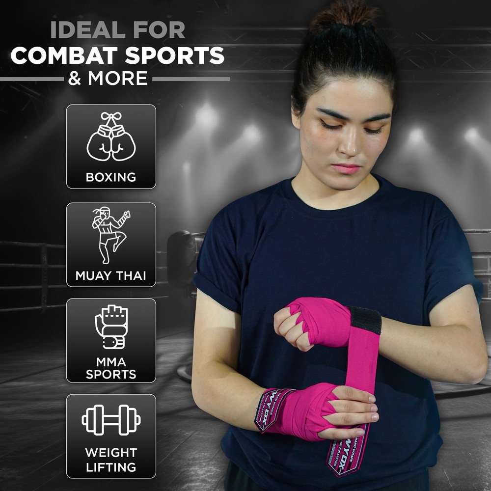 Boxing Hand Wraps Inner Gloves, Elasticated Thumb Loop Bandages Mexican Style...