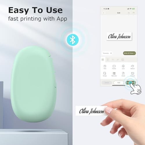 E10 Bluetooth Label Maker Machine with Tape, Continuous Green Machine + 1 Tape
