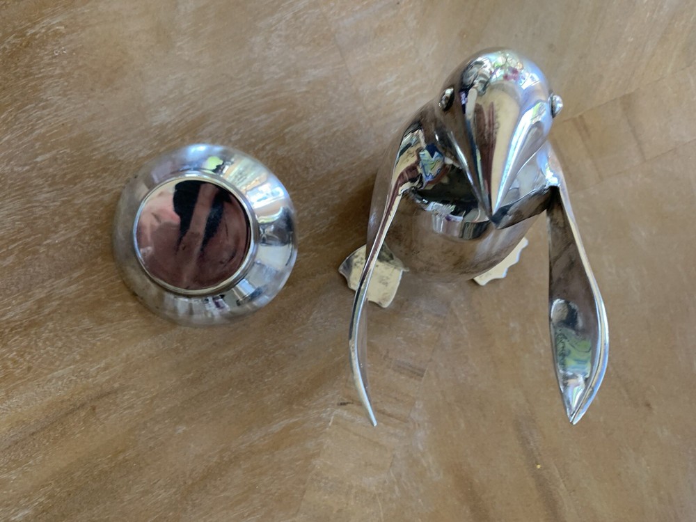 Restoration Hardware Silver Plate Penguin Butler Candy Dish Keys Nuts