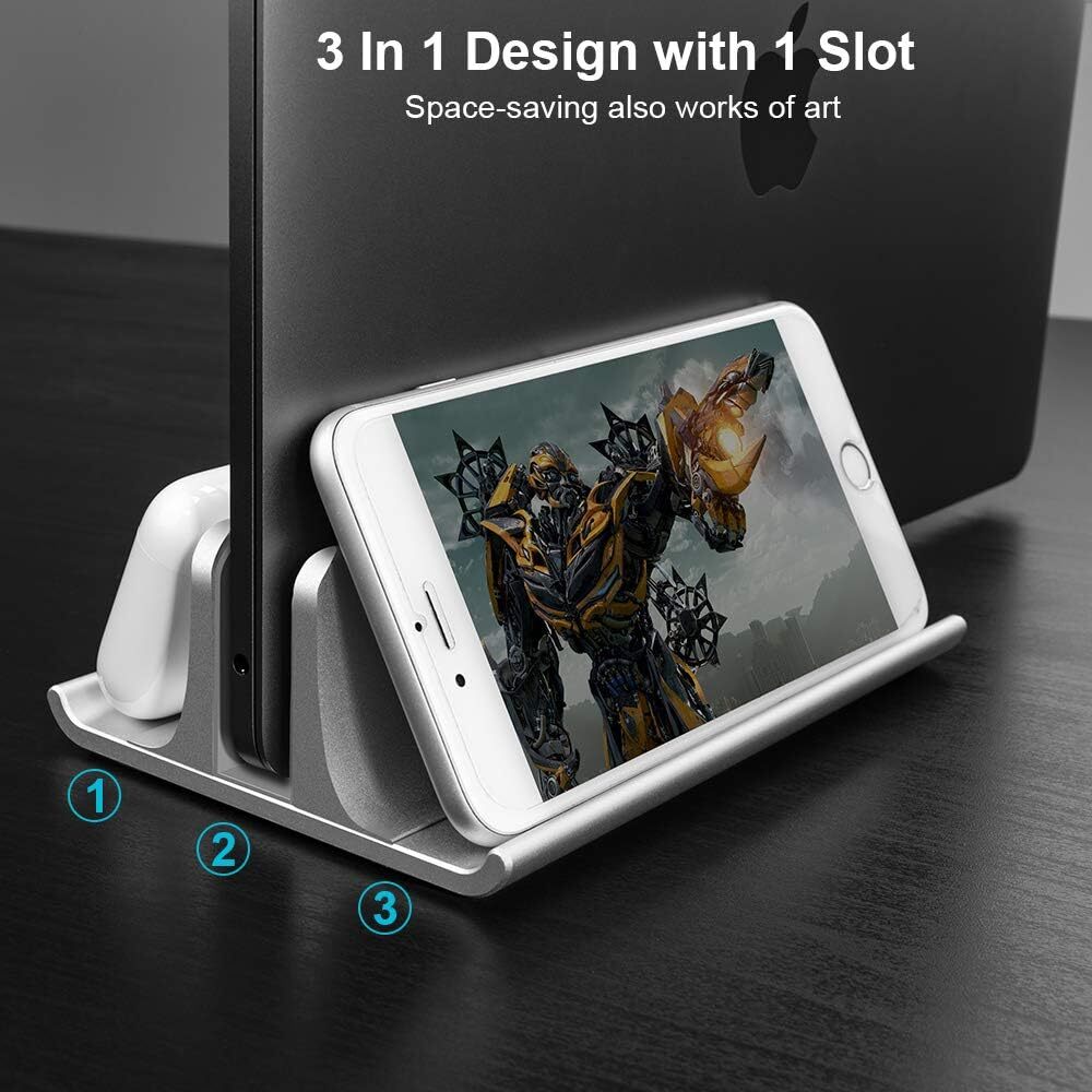Vaydeer Vertical Laptop Stand Holder Adjustable Desktop Notebook Dock Silver