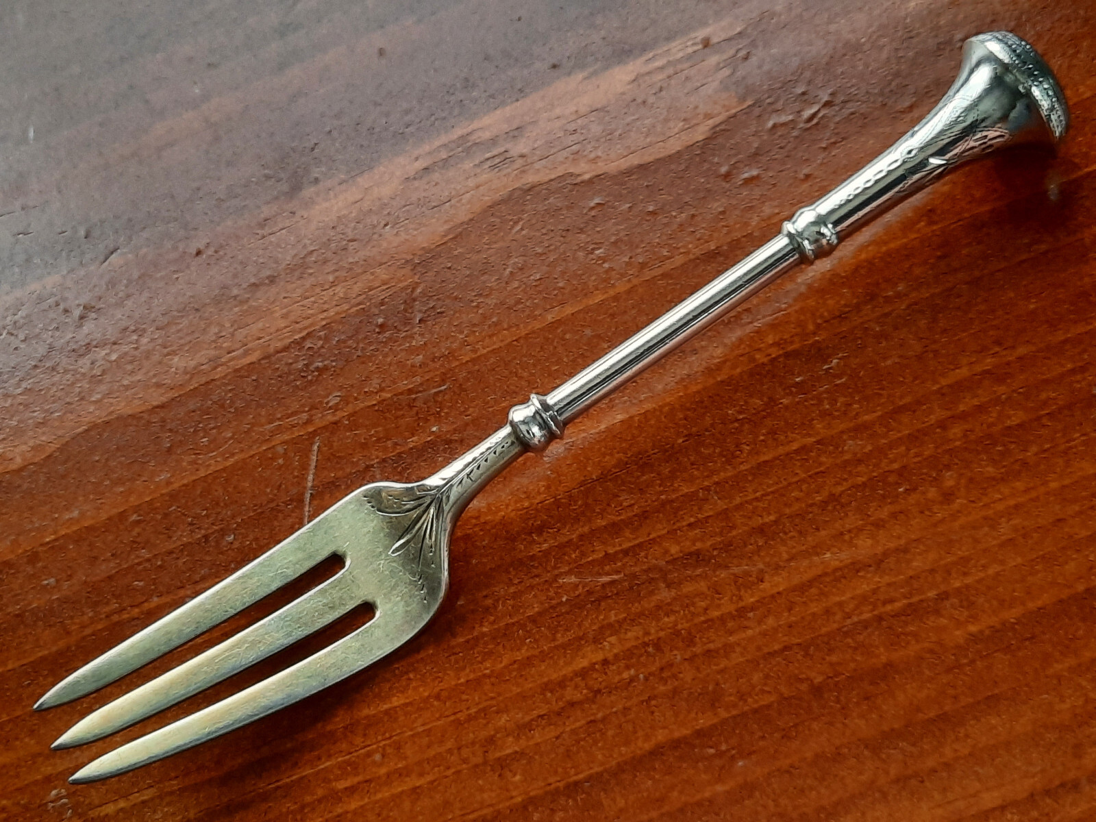 Coin Silver James Bingham Seal Top Pastry Fork, Mono