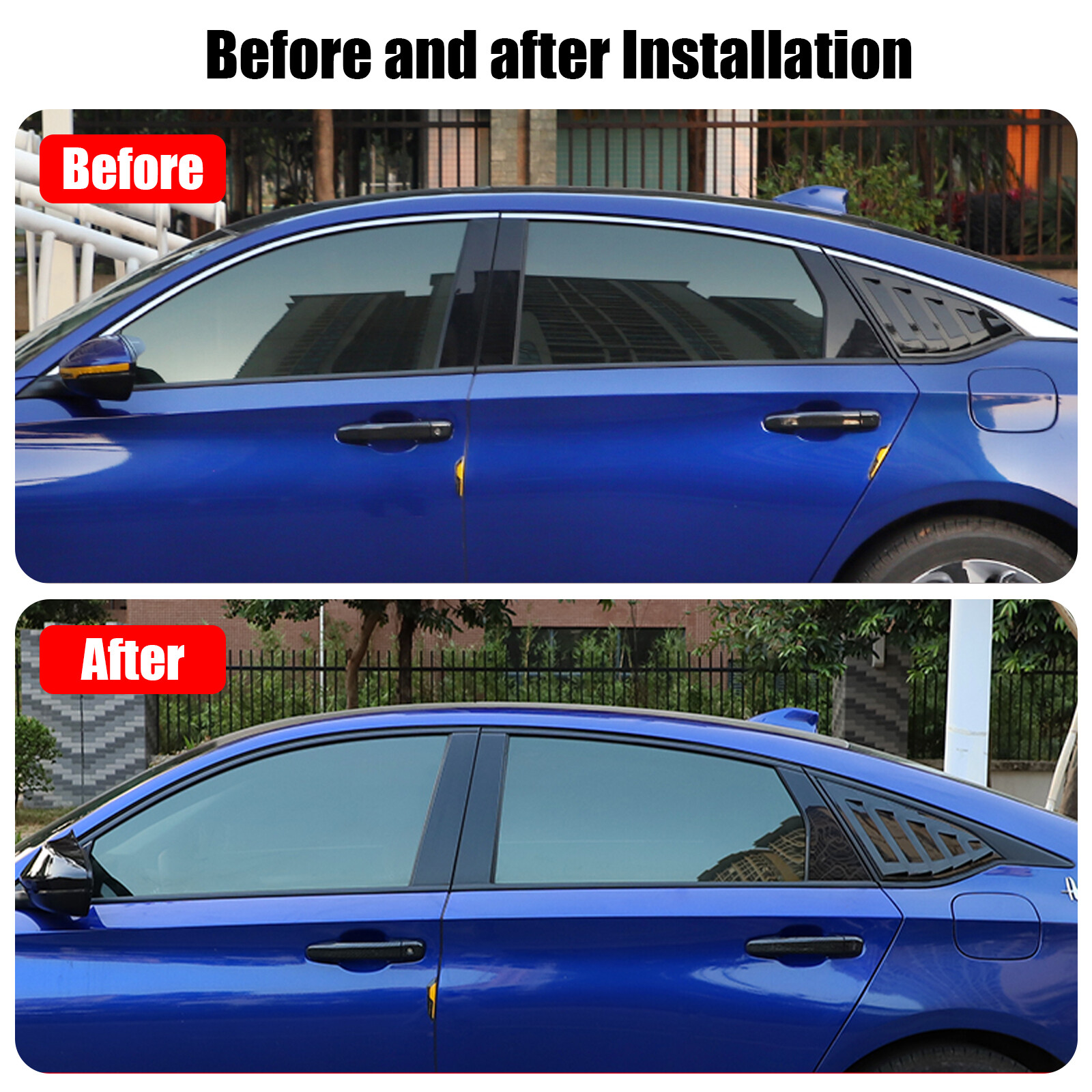 6Pcs Chrome Delete Blackout Window Trims For Honda Accord Sedan 2018-2022 Black