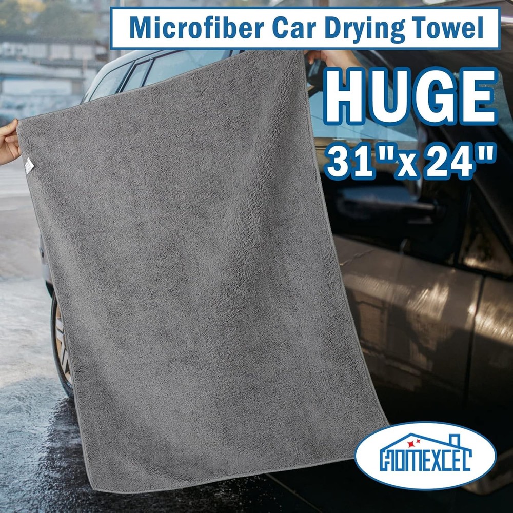 Professional Large Microfiber Car Drying Towels 2 Pack, Lint & Scratch Free
