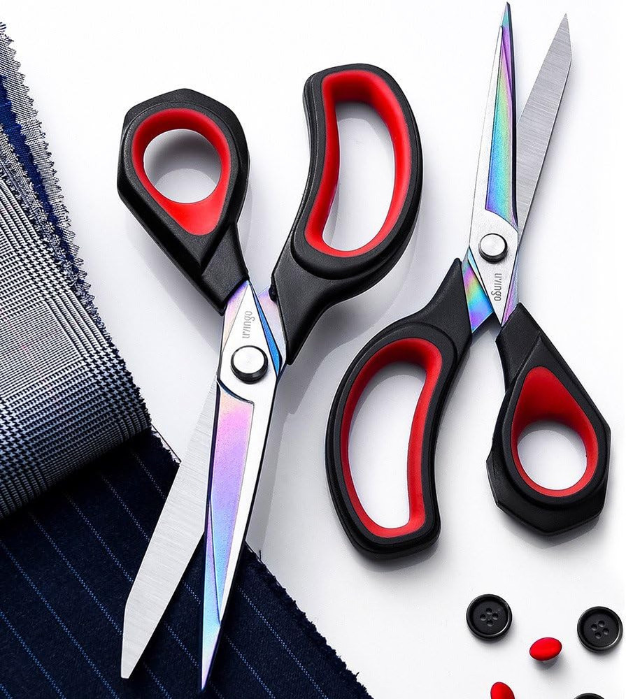2 Pack Premium Tailor Scissors Heavy Duty Multi-Purpose Titanium Coating Forged