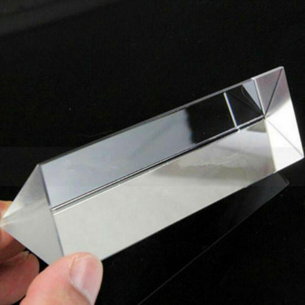 New 9cm Optical Glass Triple Triangular Prism Physics Teaching Light Spectrum A