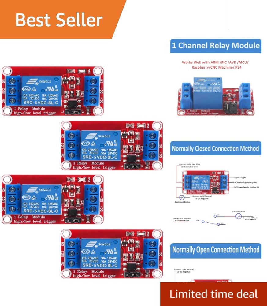DC 5V Relay Module Set - Reliable 10A Current Rating for Electronics Projects