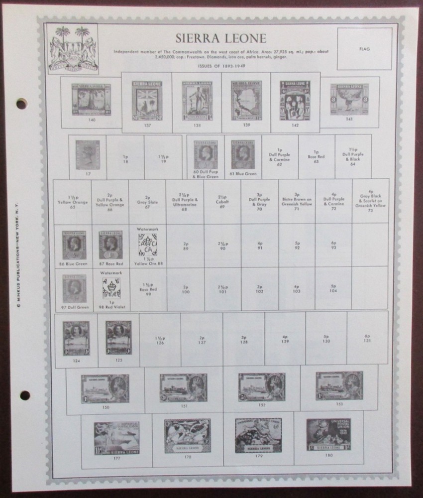 Sierra Leone : Clean Set of Unused Minkus Supreme Global Pages to 1968