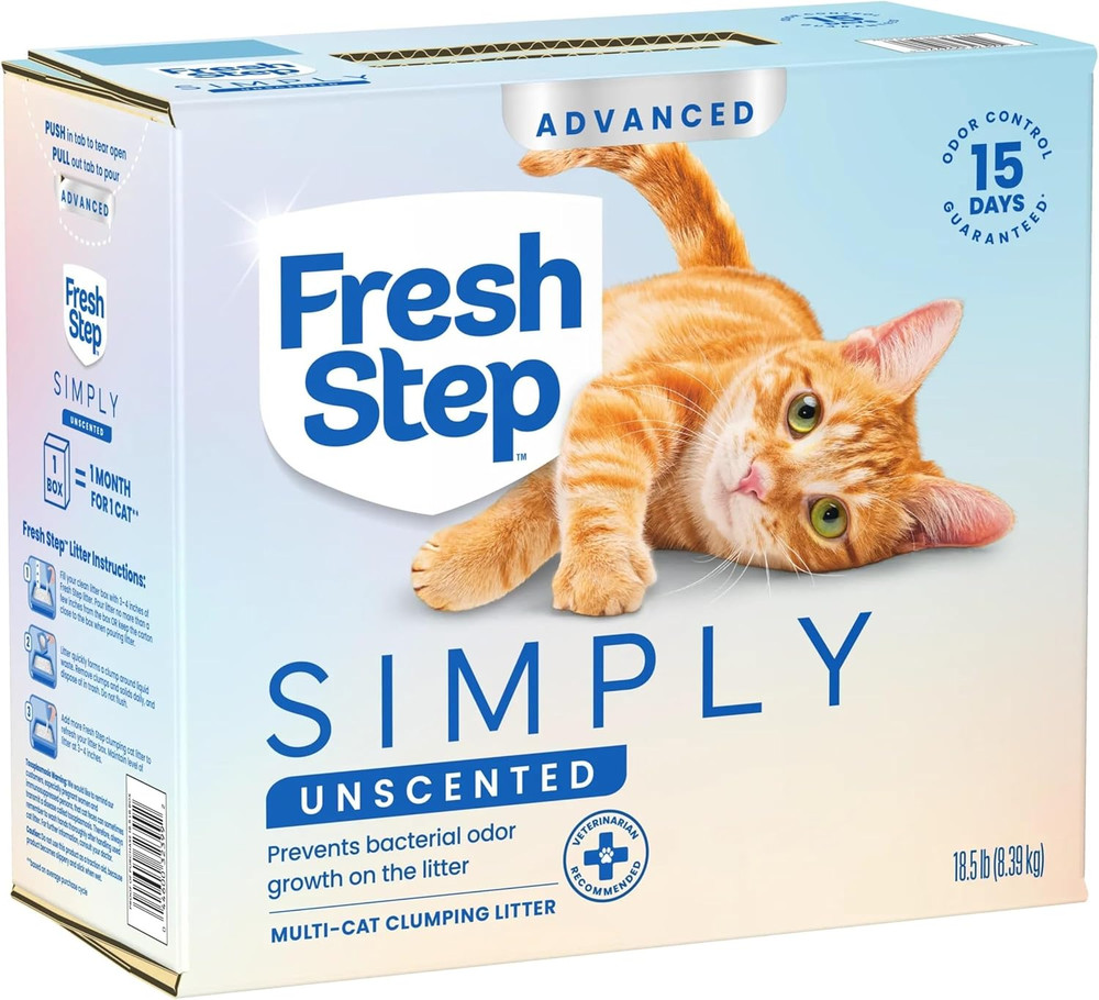 Advanced Simply Unscented Multi Cat Clumping Cat Litter, Low Dust, Odor Control