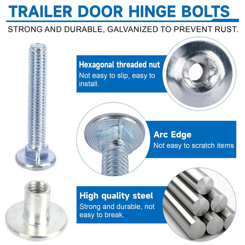 Fuoequl Trailer Hasp Bolt Kit for Cam Action Silver