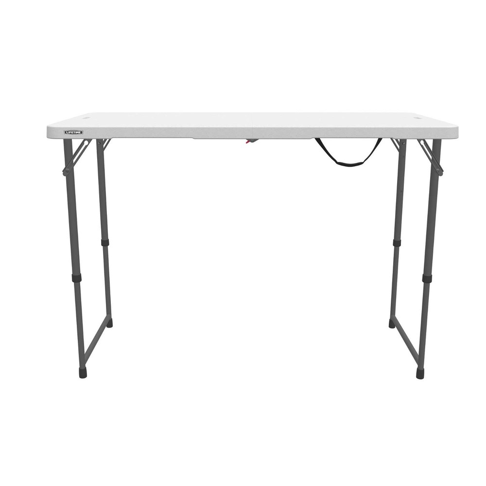 Lifetime Adjustable Height Leg Table 4428 White 4' Fold-in-Half Folding Table