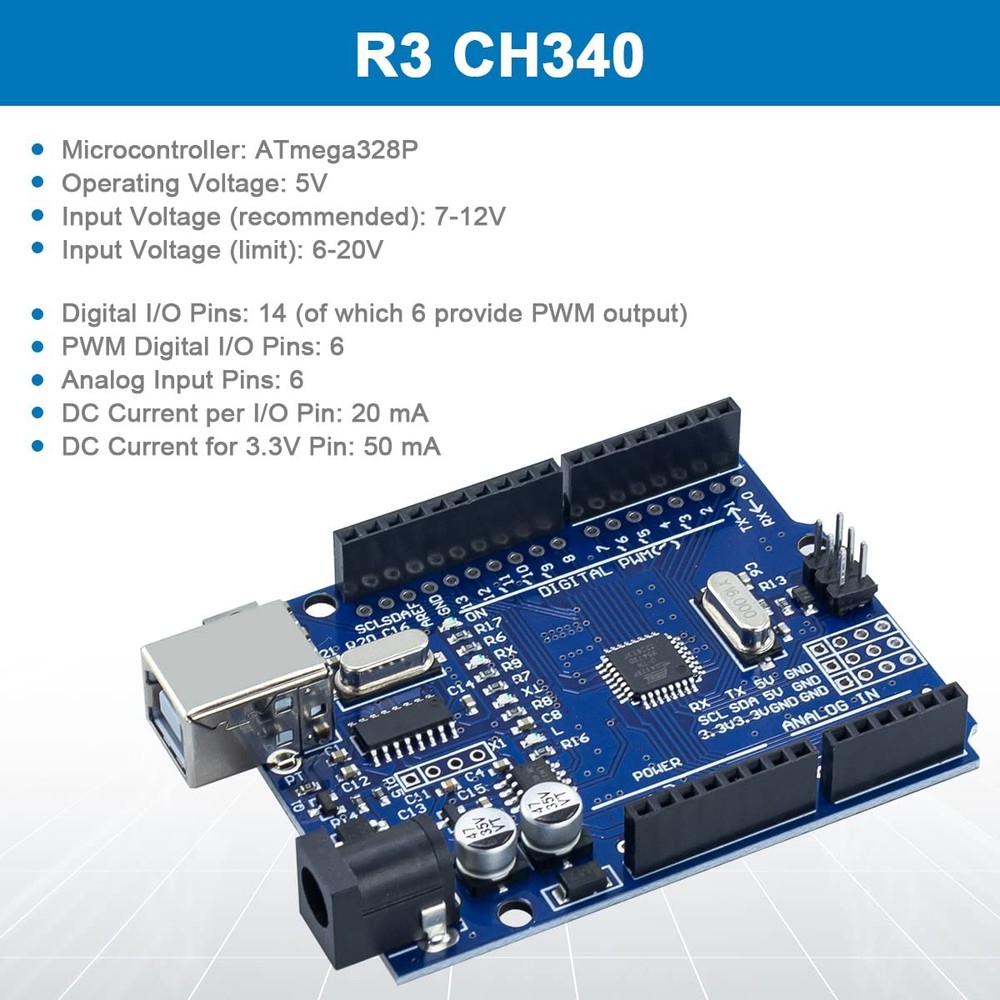 Basic Starter Kit with R3 CH340,Breadboard + Retail with Arduino IDE