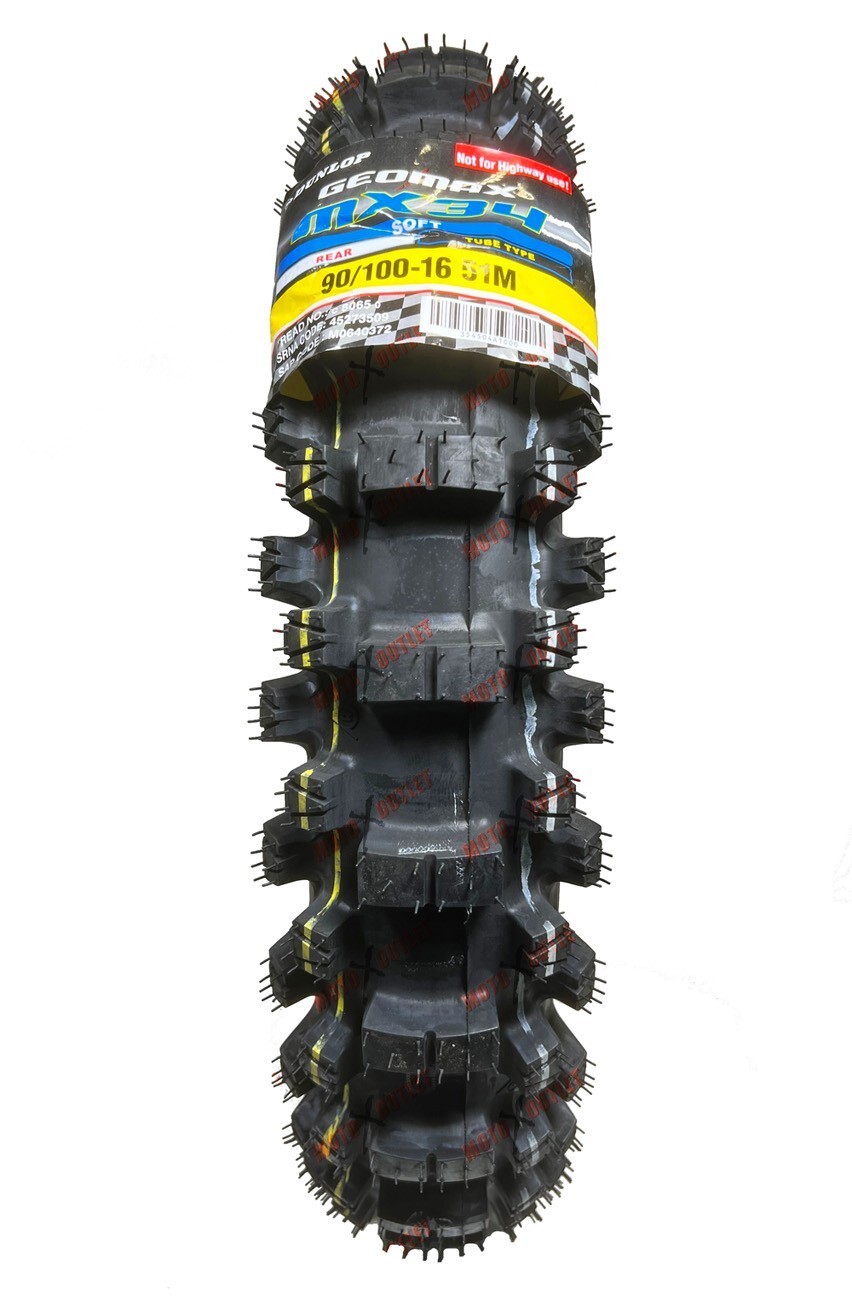 Dunlop 70/100-19 90/100-16 Tire Set MX34 Front Rear KX100 TTR125L Big Wheel