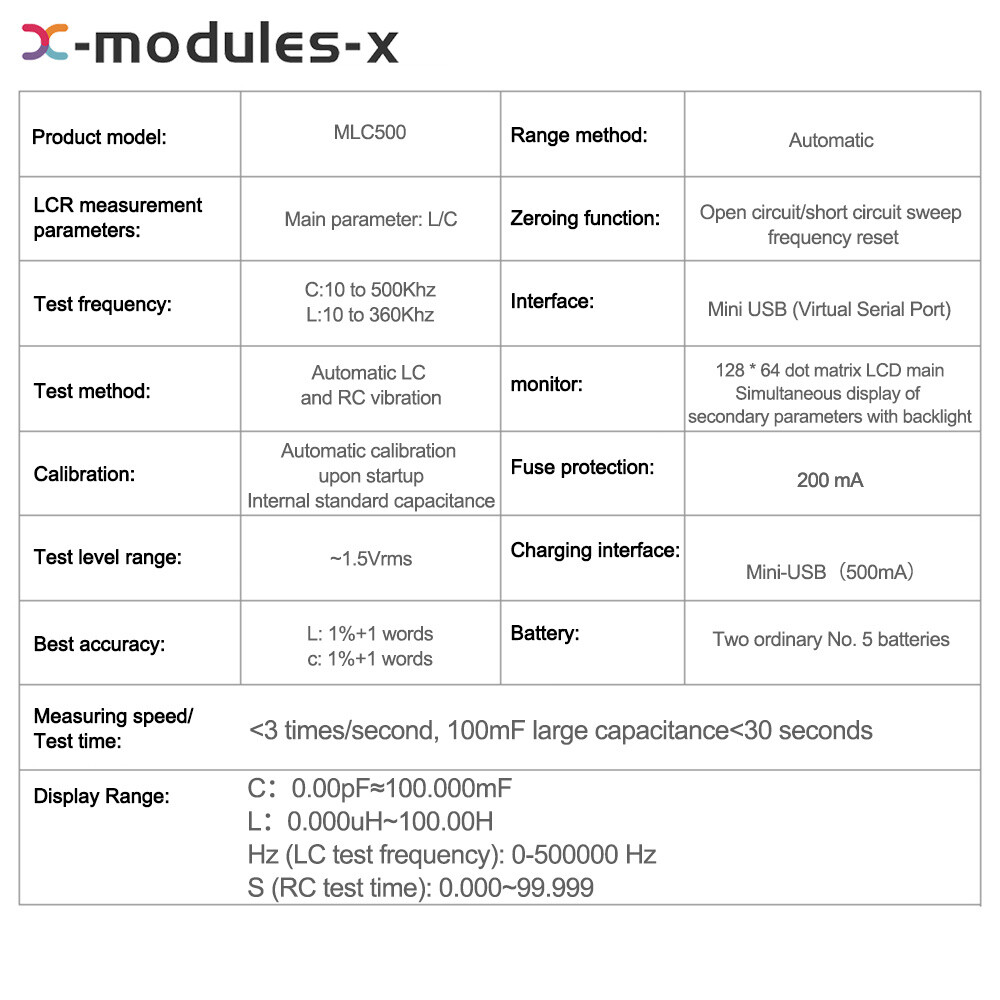 MLC500 Automatic Range Capacitance Inductance Meter Digital Capacitance Tester