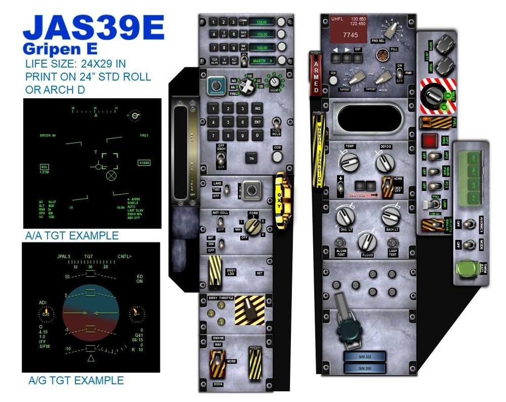 GRIPEN E COCKPIT instrument panel CDkit