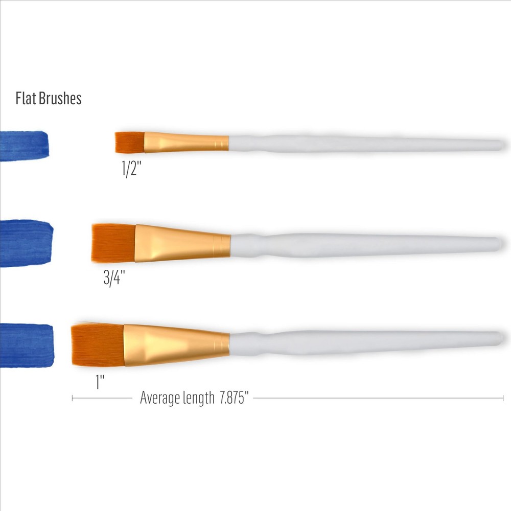 Versatile Brown Nylon Brush Set- 3 Brushes for Perfect Basecoating