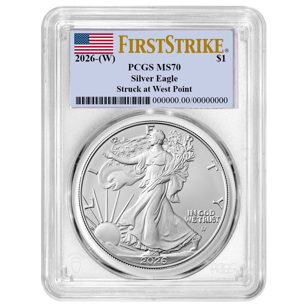 2026 (W) $1 American Silver Eagle PCGS MS70 FS Flag Label