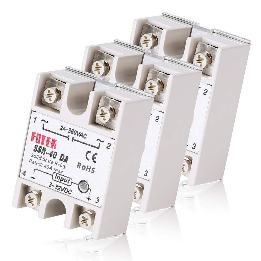 3PCS SSR-40DA Solid State Relay Single Phase Semi-Conductor Relay Input 3-32V...