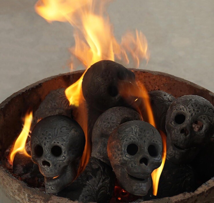 Fire Pit Skulls,Reusable Ceramic Skull, 1 Large 2 Small Skulls
