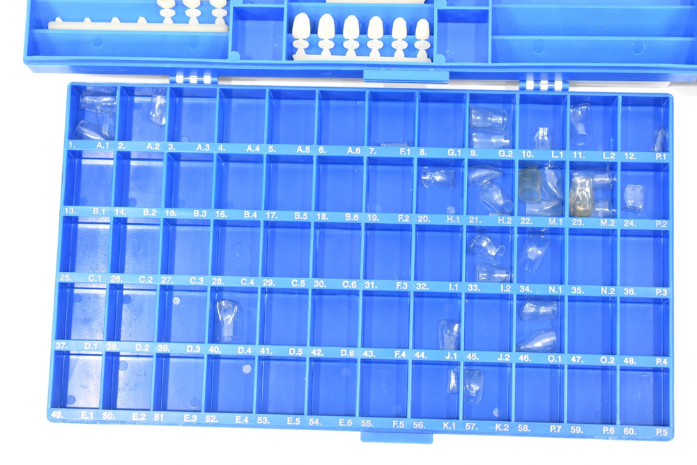 Dental Crowns Polycarbonate & Crown Forms Various Sizes in Organizer Boxes