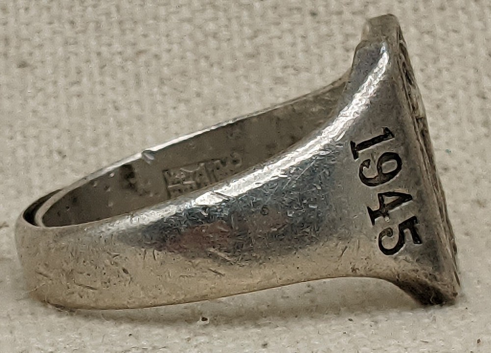 Great 1945 Chinese Victory/Good Luck Silver Ring from CBI Large Size 13.5