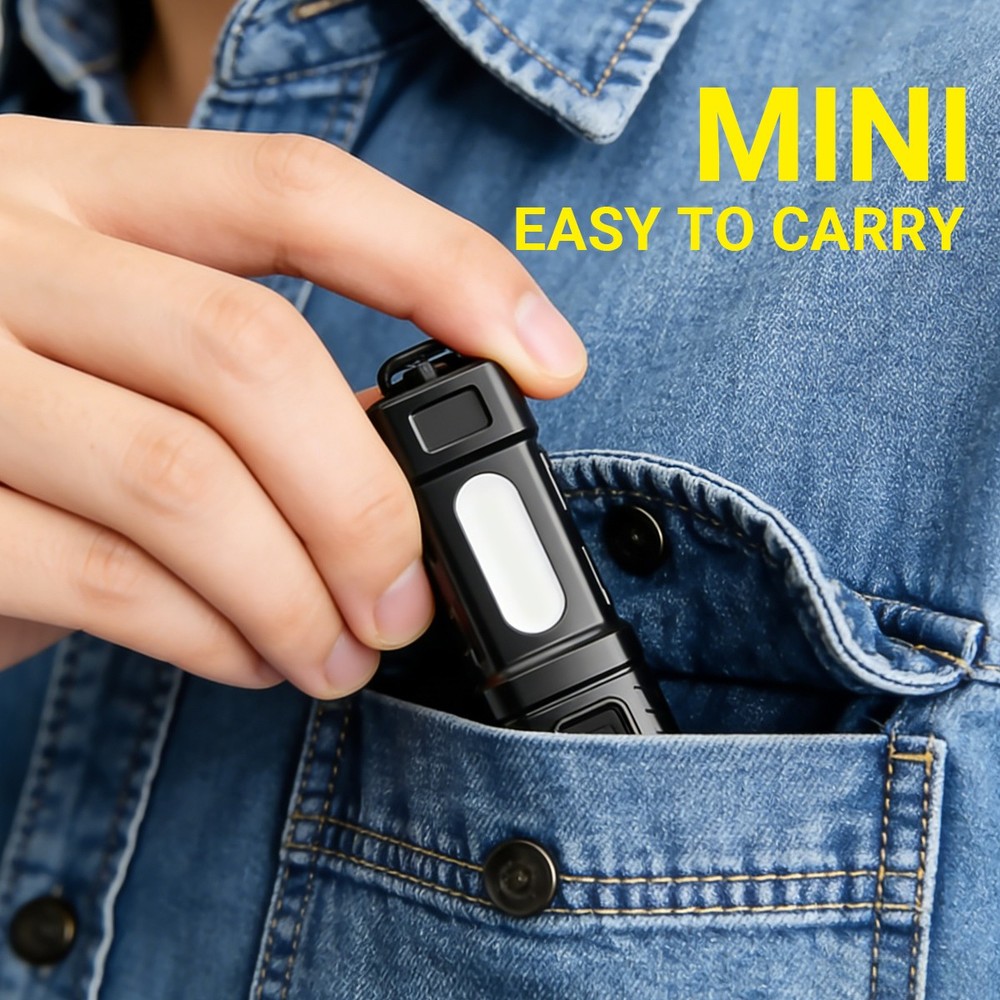 3x Mini Flashlight Rechargeable LED Small Flashlight Pocket Light EDC Work Light