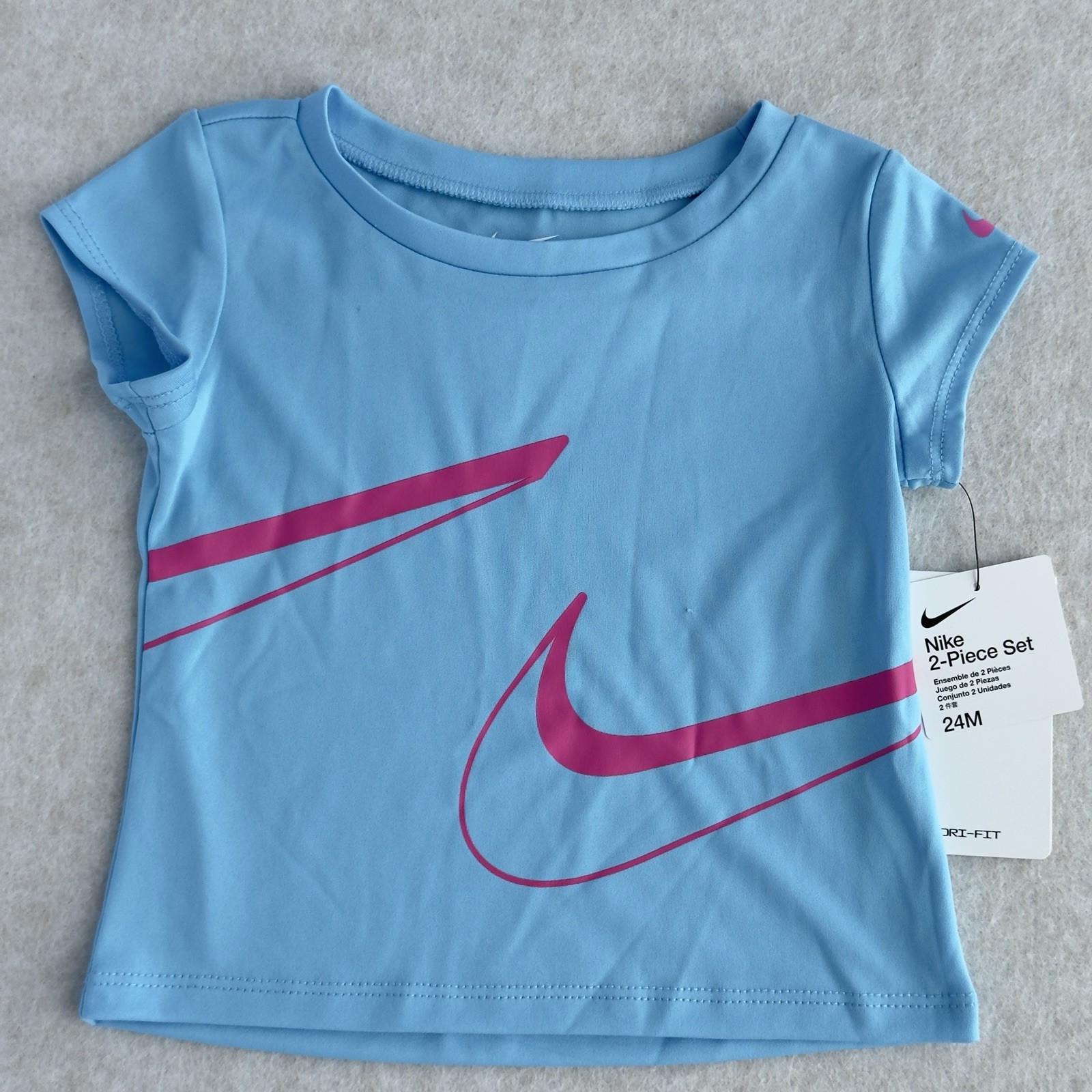 Nike Dri-Fit Baby Girl 2PC Shorts Outfit 24 Months Athletic Set Summer NWT NEW
