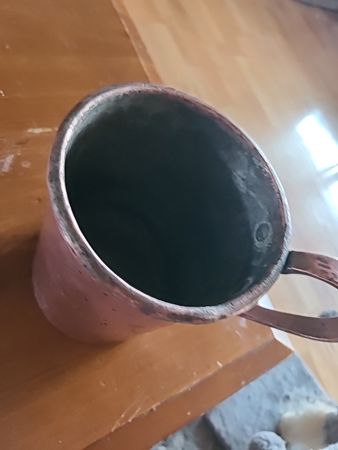 Rare Revolutionary War Era Heavy Tinned Copper Tankard W/ Bold Dovetailed Seam