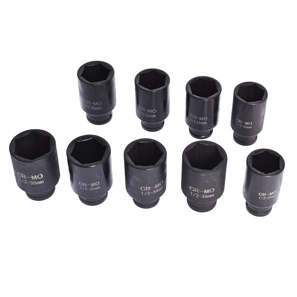 Labwork 9Pc 29-38mm Deep Impact Socket Set 1/2" Drive Metric Axle Hub Nut Socket
