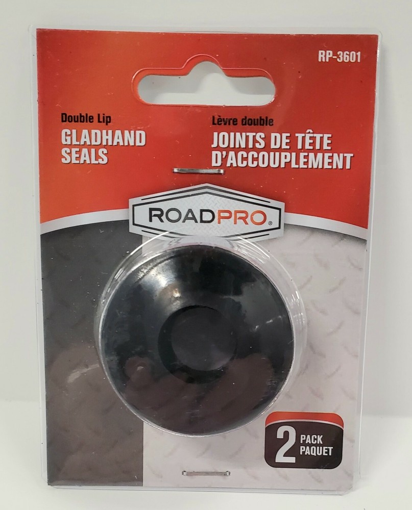 RoadPro RP-3601 Double Lip Gladhand Seals - Black 2-Pack