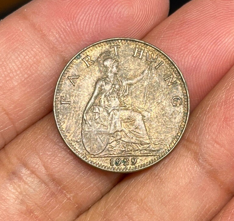1929 Great Britain One Farthing Coin High Grade