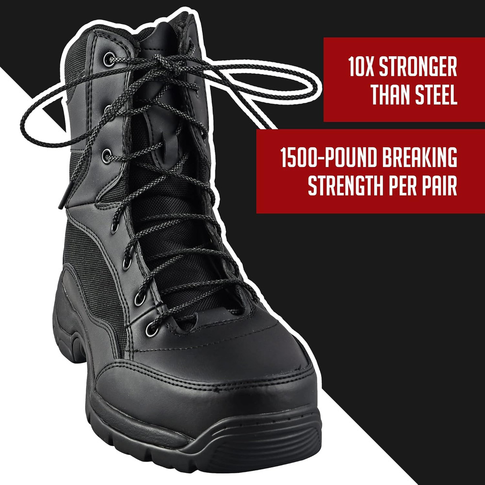 Unbreakable round Bootlaces - Indestructible, Waterproof & Fire Resistant Laces,