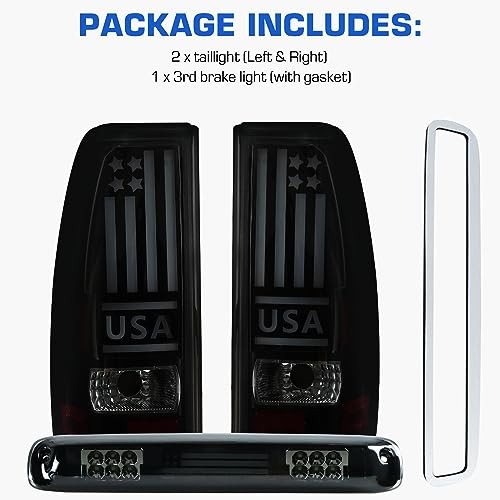 LED Tail Light + 3rd Brake Tail Lights with 3rd Brake Light U.S. Flag Pattern