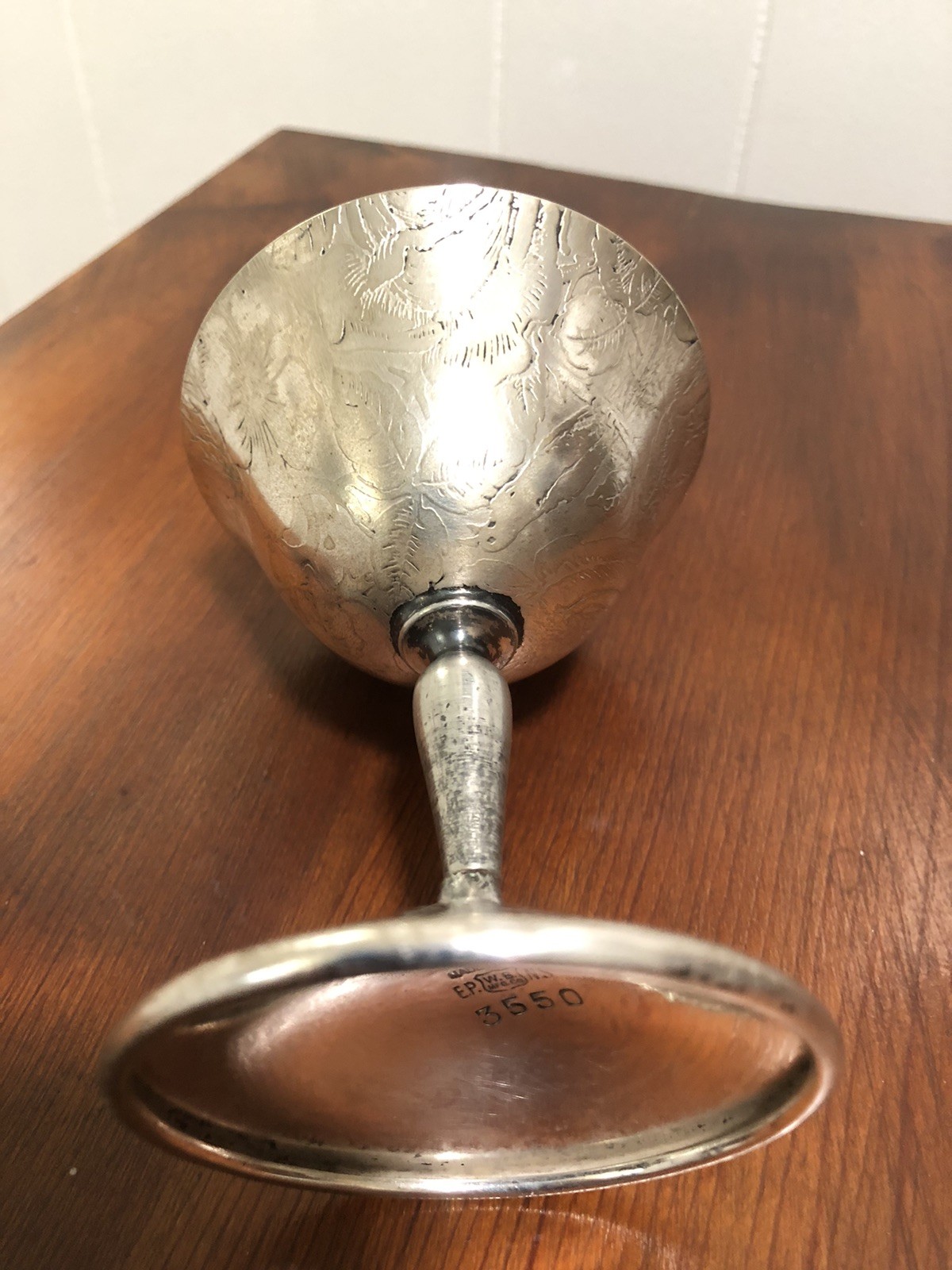 Vintage W.B. MFG Co. Silver Plate Goblet - TAPESTRY - Floral 3550