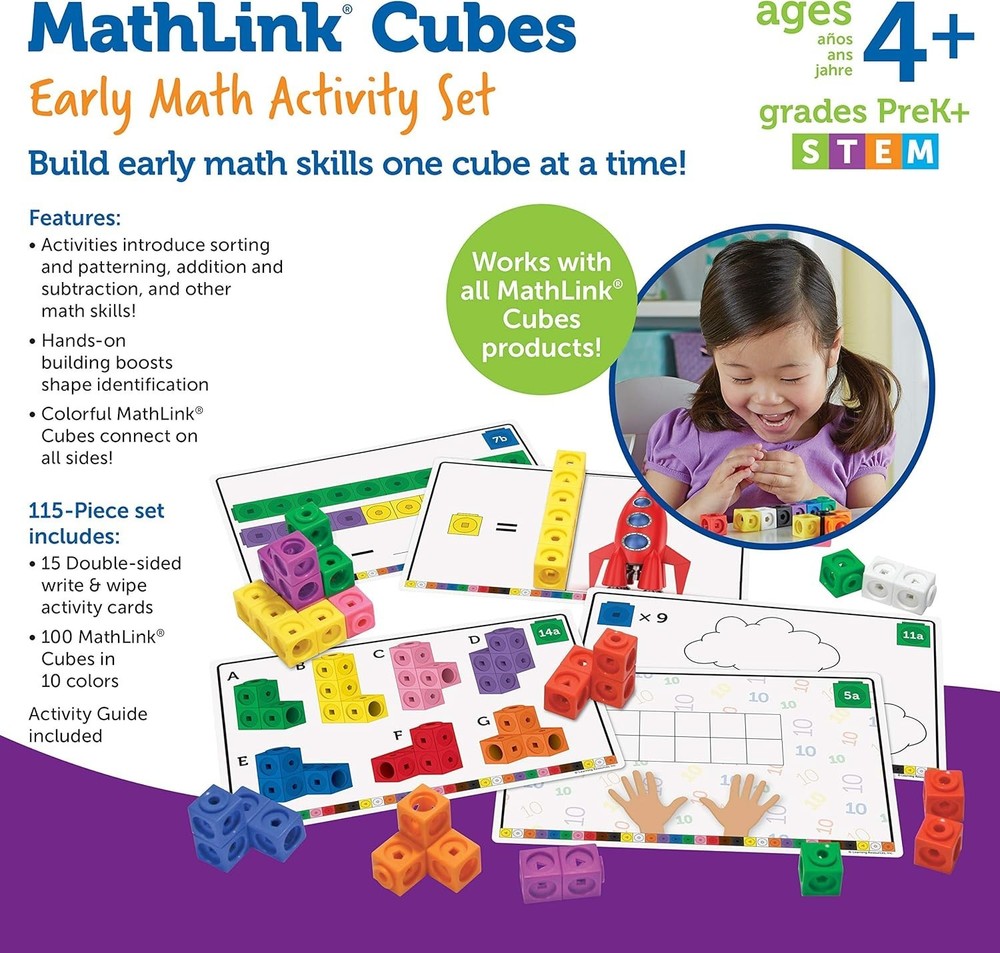 MathLink Cubes Early Math Activity Set - 115 Pieces, Ages 4+, Classroom Must ...