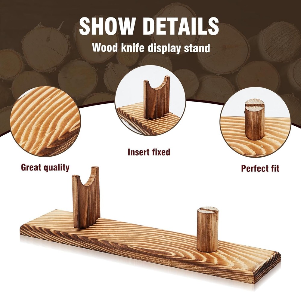 2-piece Knife Display Stand - Fixed Blade Knife Holder for Collection Finished D
