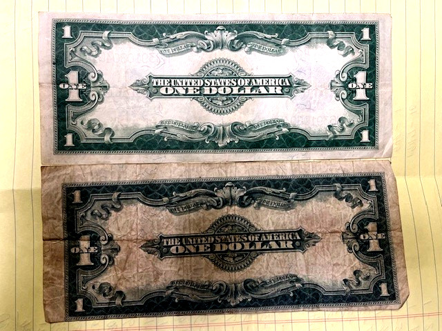 1923 $1 Large Size RED and Blue (2 notes) from Chelsea