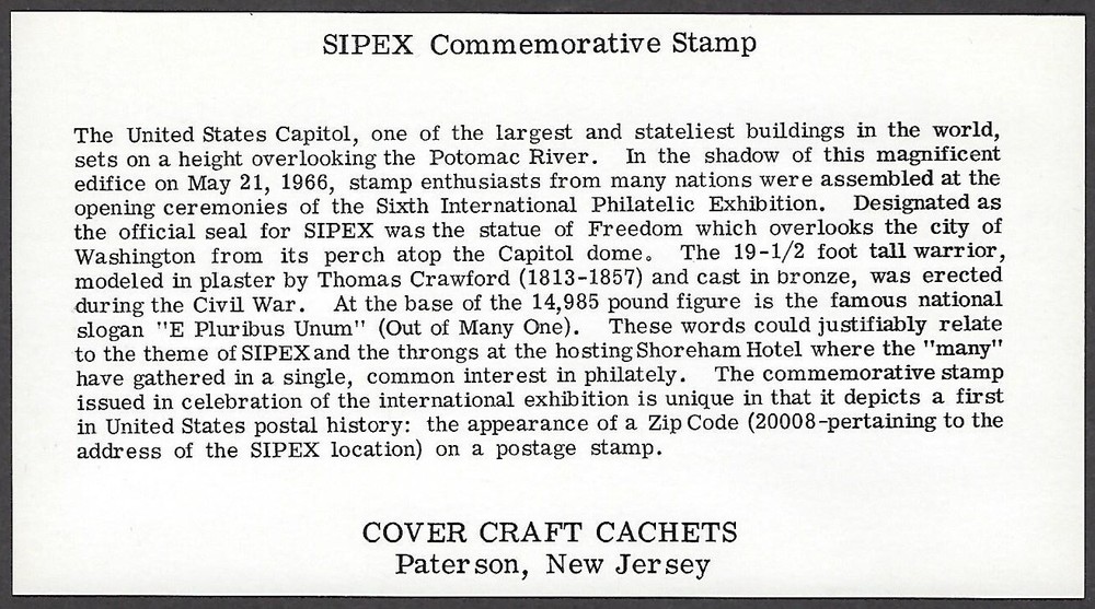 1310 Cover Craft Cachets FDC, SIPEX May 21, 1966