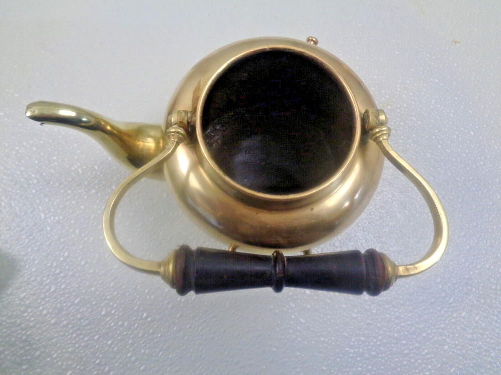 Antique Rare G.D. Trademark Brass tilting Teapot with warmer