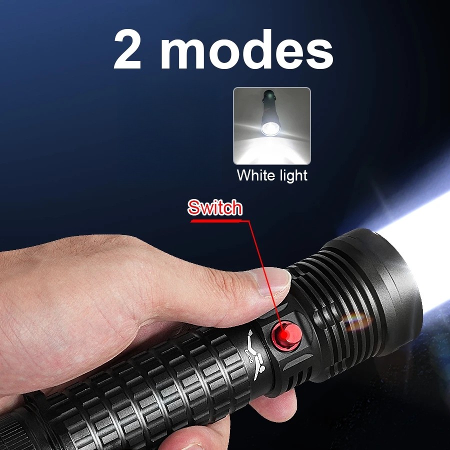 Professional Diving Flashlight Rechargeable Torch IPX8 Underwater Diving Torch