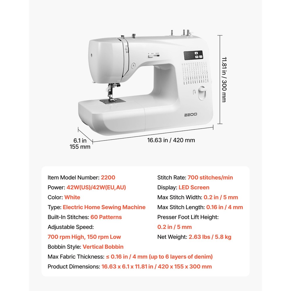 Computerized Sewing Machine Digital Sewing Machine 60 Stitch Applications
