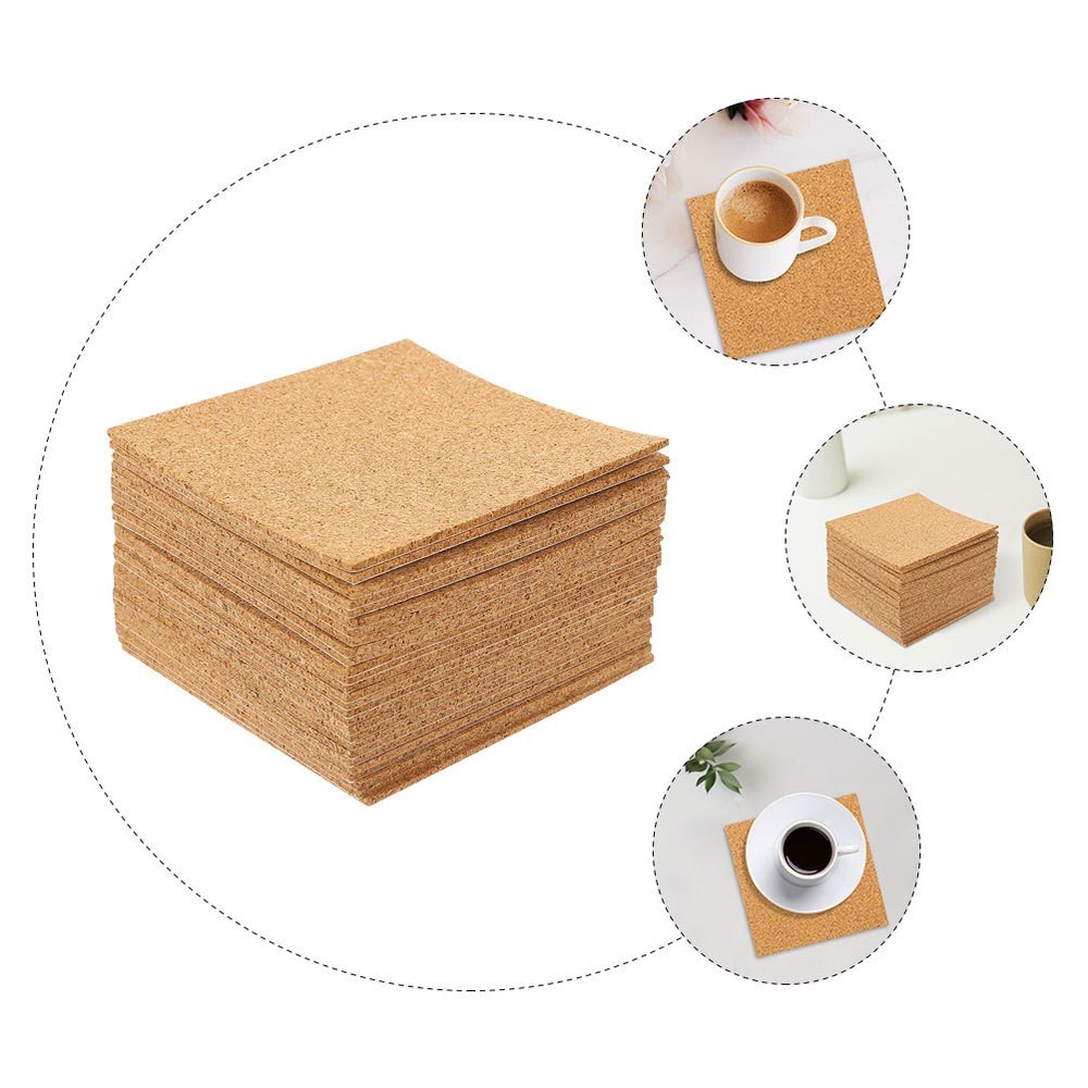 60 Pcs Square Cork Self Adhesesive Sheets for Crafting and Home Use